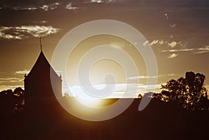 Sunset behind the church