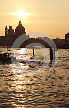 Sunset behind the church of madonna della salute