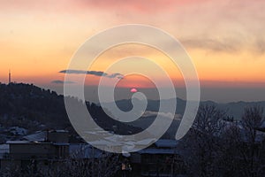 Sunset Behind in Clouds