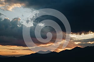 Sunset Behind Mountain