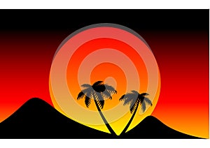 Sunset behind the mountain