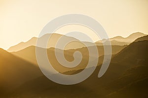 Sunset behind mountains