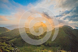 Sunset behind mountains