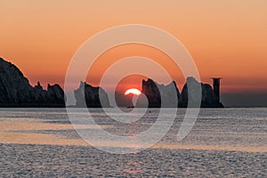 Sunset behind Needles Rocks