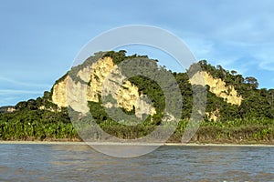 Sunset at Beni river cliffs, adventure in jungles of Madidi national park, Amazon river basin in Bolivia, South America