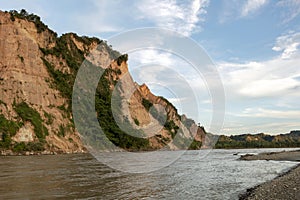 Sunset at Beni river cliffs, adventure in jungles of Madidi national park, Amazon river basin in Bolivia, South America