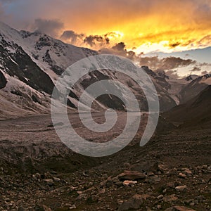 Sunset at the Bezengi Wall