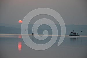 Sunset on big lake Modrac