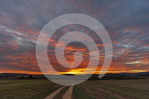 Sunset in Bile Karpaty, Slovakia