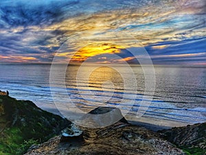 Sunset at Black beach, San Diego, California from top of Torrey Pines Gliderport trail