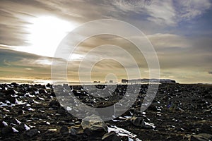 Sunset on the blacksands beach in Iceland