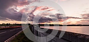 Sunset on The Blithfield Resevoir Water, Lake near city Rugeley in UK