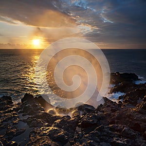 Sunset and blowhole