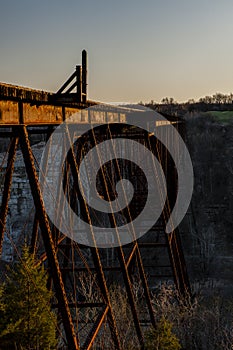 Sunset / Blue Hour - Abandoned Young`s High Bridge - Norfolk & Western Railroad - Kentucky River - Kentucky