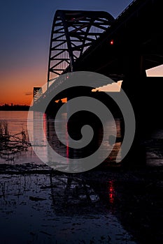 Sunset / Blue Hour at Paducah Steel Tied Arch Bridge - Ohio River, Kentucky & Illinois