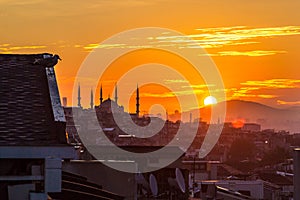 Sunset at Blue Mosque in Istanbul