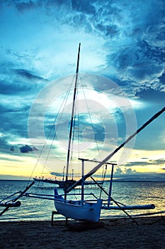 Sunset with boat views on the beach