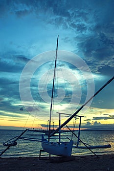 Sunset with boat views on the beach