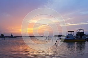 Sunset boats Luminous Lagoon, Martha Brae River, Jamaica