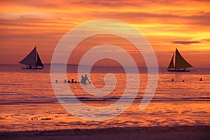 Sunset on Boracay beach, Philippines