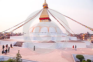 Sunset at the boudhanath stupa kathmandu nepal