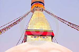 Sunset at the boudhanath stupa kathmandu nepal