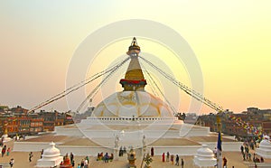 Sunset at the boudhanath stupa kathmandu nepal