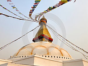 Sunset at the boudhanath stupa kathmandu nepal