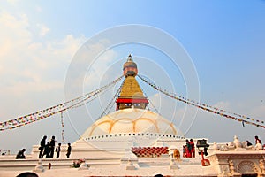 Sunset at the boudhanath stupa kathmandu nepal