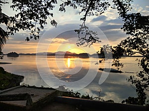 Sunset Brahmaputra river