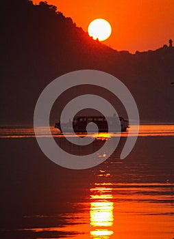 Sunset at brahmaputra river