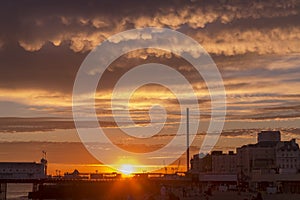 Sunset in Brighton with strange clouds
