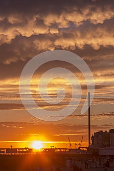 Sunset in Brighton with strange clouds
