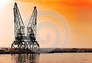 Sunset building crane