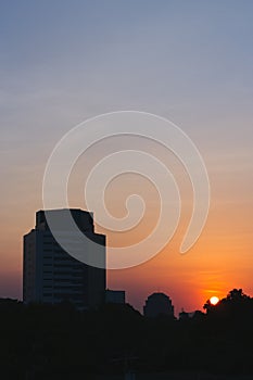 Sunset with building silhouette