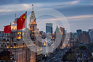 Sunset on the Bund in Shanghai