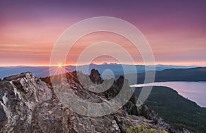 Sunset Burst Over the Rocks on Paulina Peak