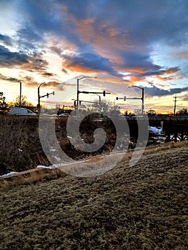 Sunset busy street Wyoming