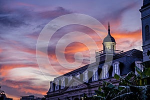 Sunset Cabildo New Orleans Louisiana