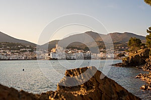 Sunset in Cadaques, in a calm day of winter