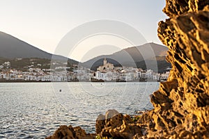 Sunset in Cadaques, in a calm day of winter