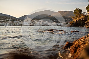 Sunset in Cadaques, in a calm day of winter