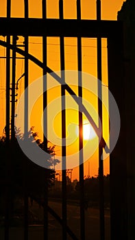 The sunset with cage