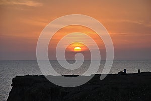 Sunset on the calm and peaceful Mediterranean sea