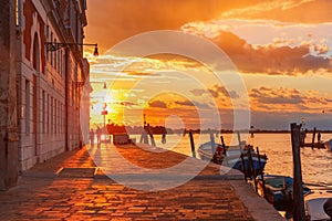 Sunset on canal Cannaregio in Venice, Italy