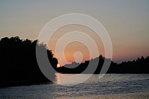 Sunset on the canals of the Danube Delta