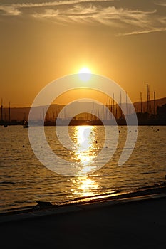 Sunset in Cannes bay