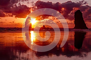 Sunset at Cannon Beach Oregon