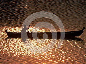 Sunset Canoeist Irrawaddy img