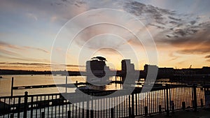 Sunset on Cardiff bay